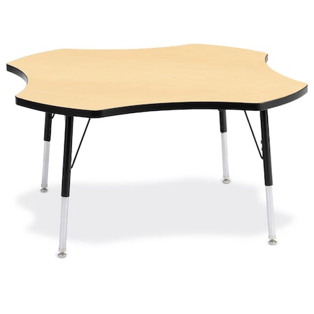 Jonti-Craft Berries Four Leaf Activity Table, A-height, Maple/Black/Black 6453JCA011